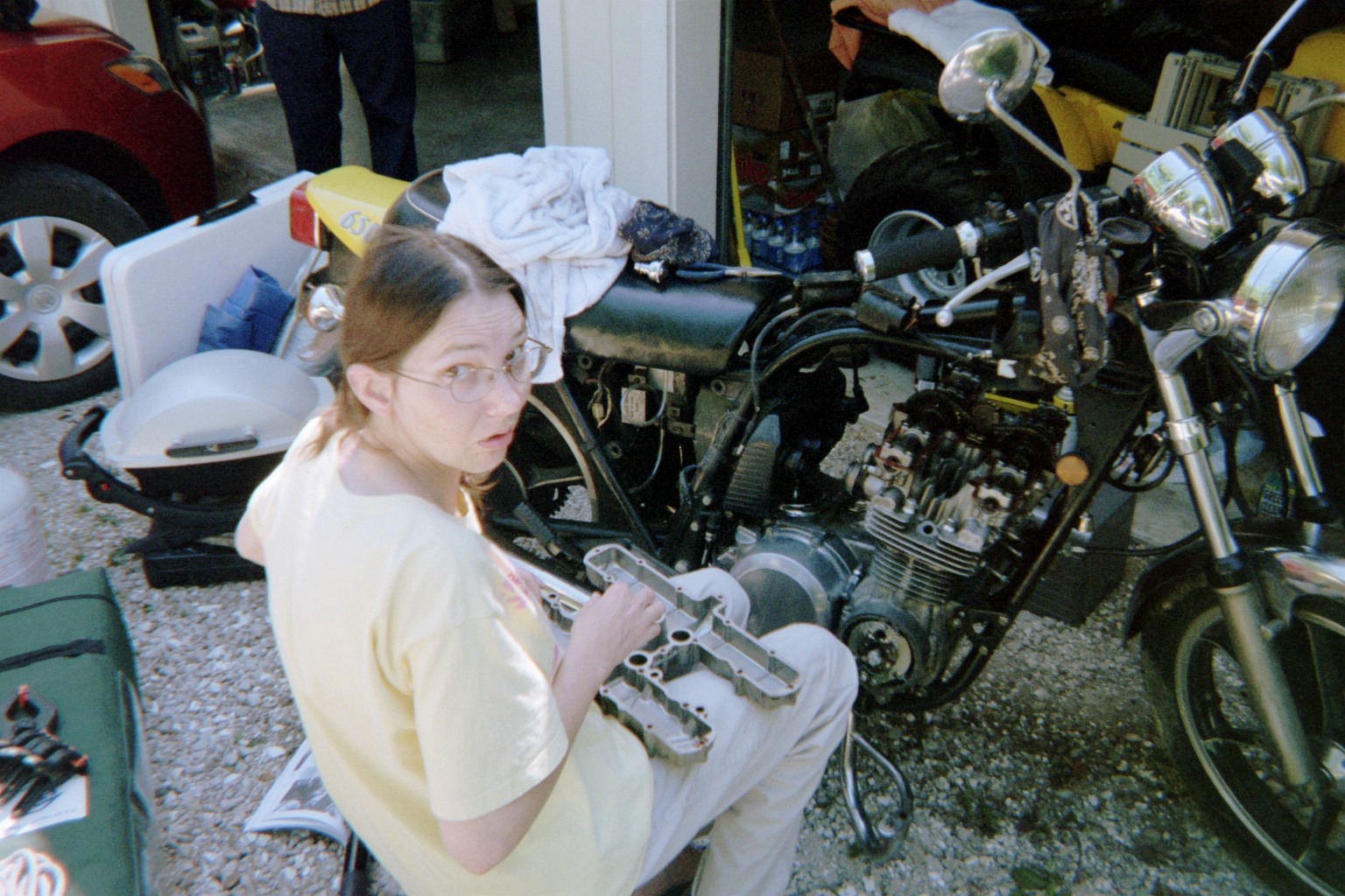 Laurie Working on Paul's Bike